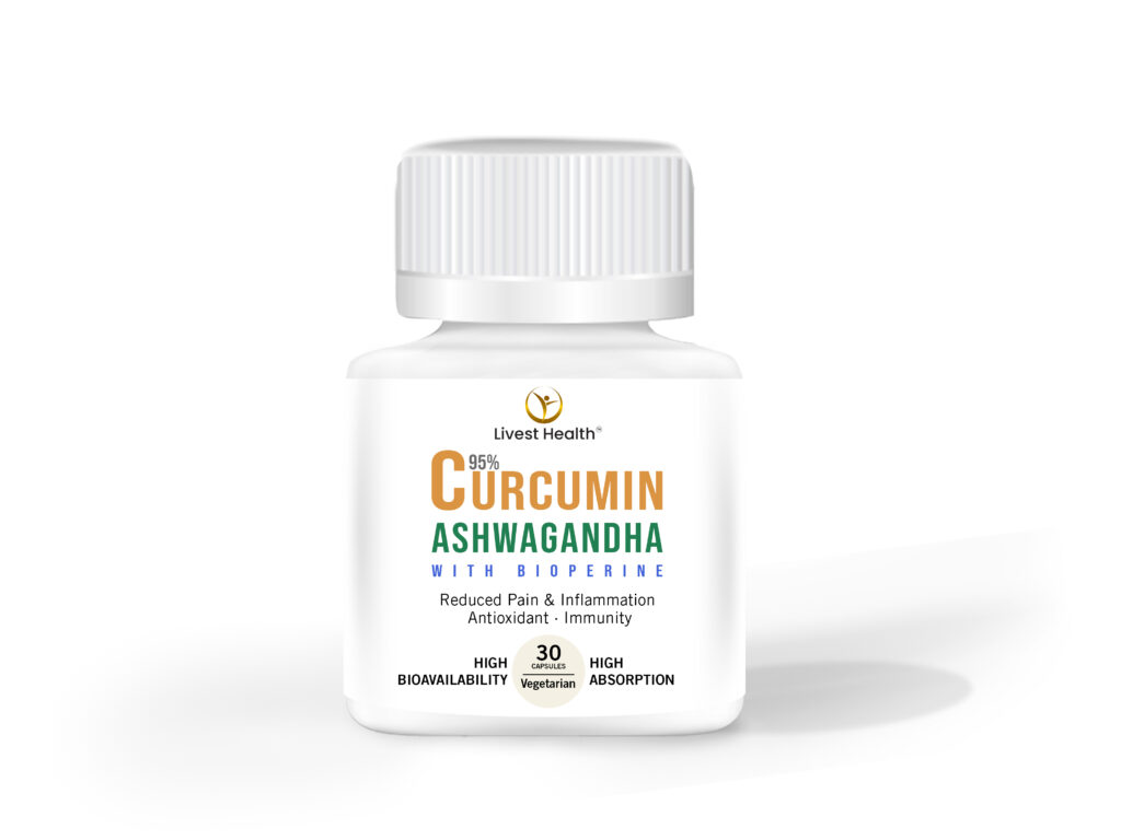 Image showing a bottle of Curcumin and ashwagandha