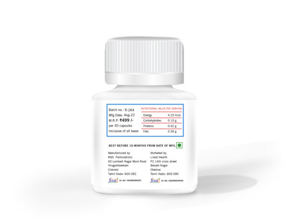 Image showing MRP, manufacturing date, and nutritional information for Vitamin D3 and Calcium