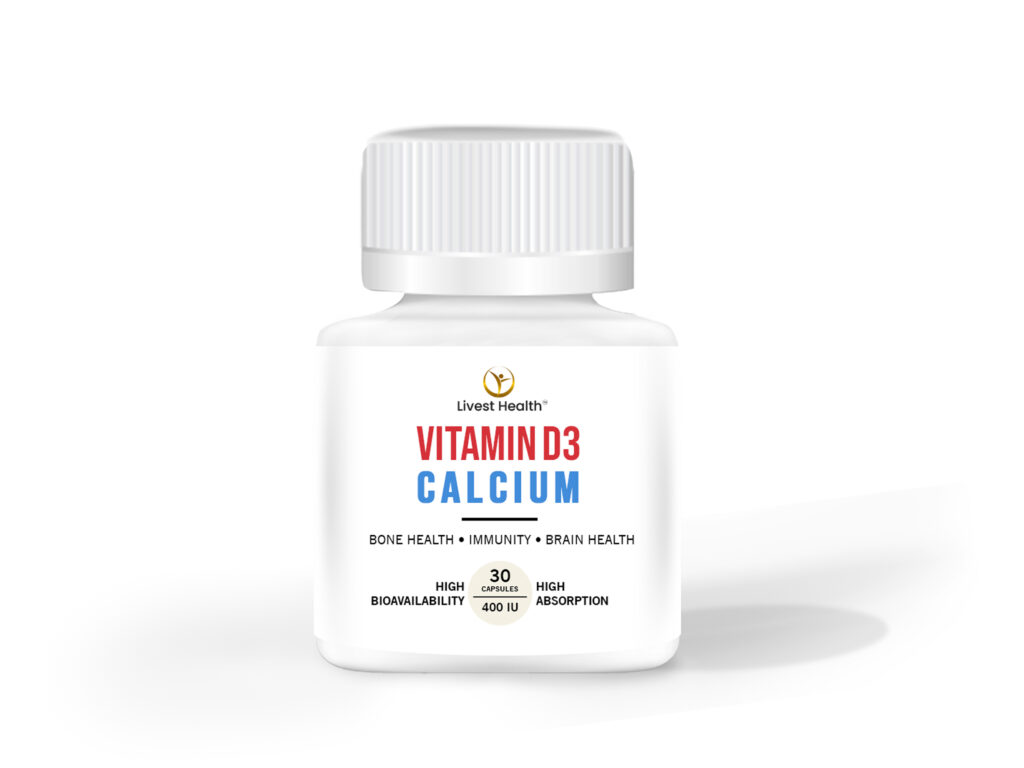 Image showing the bottle of Vitamin D3 and Calcium tablets