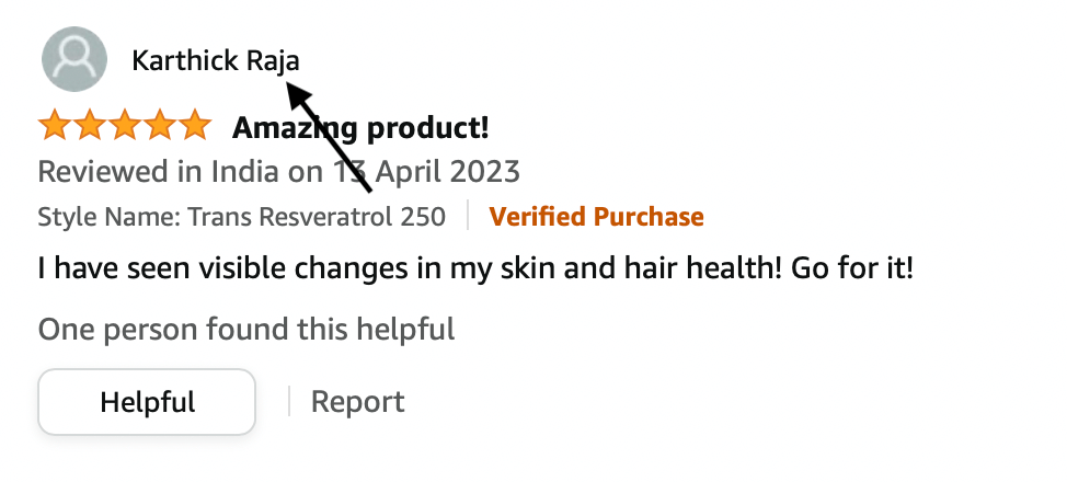 Example of a fake amazon user