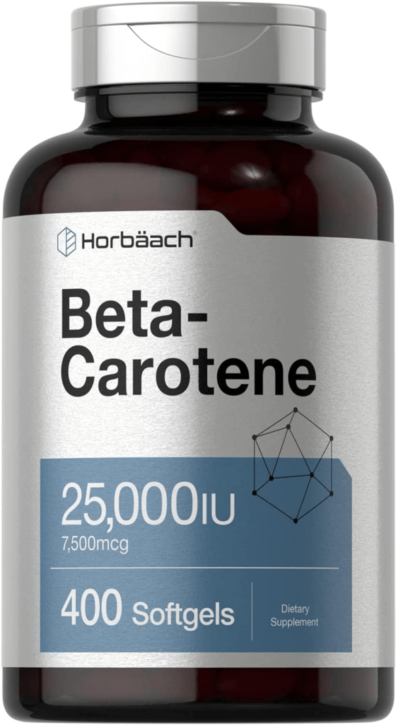 Horbäach Beta Carotene 25000 IU Softgels | 7,500 mcg | 400 Count