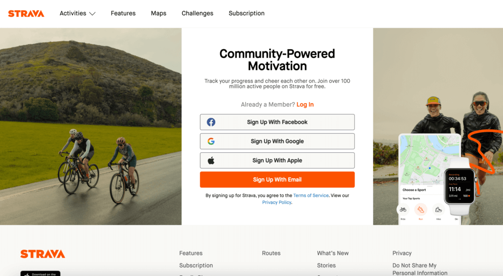 Strava fitness app